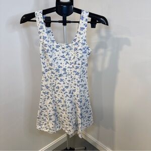 Floral Print Dress bridal blue and white linen mini dress bachelorette party